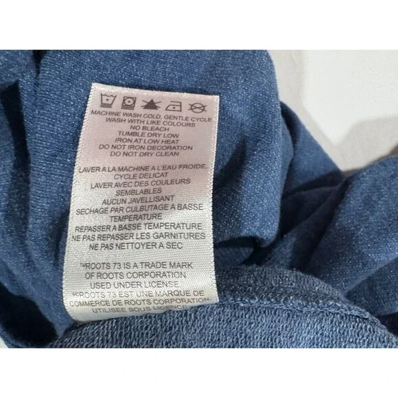 Roots 73 Hoodie Sweatshirt Womens Pullover Henley Button Cotton Poly Blue Sz M - Picture 11 of 11